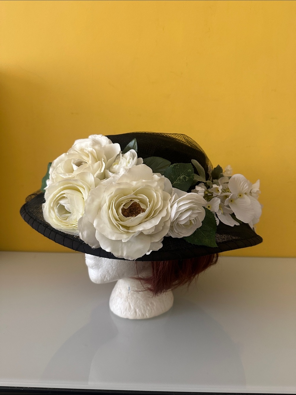 Laplein Vintage-style Black Sinamay Floral Wide-Brim Women's Hat Wedding Derby - Picture 5 of 16